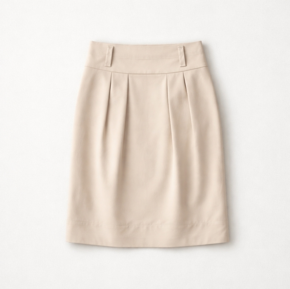 Hugo Boss Black Label ~ Skirt High Waist Pleat Pencil Straight Khaki Cotton 8